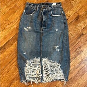 Distressed Denim Skirt